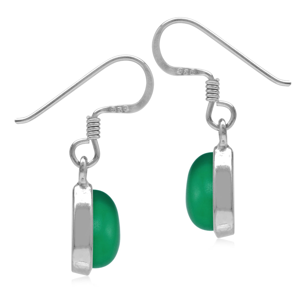 8X6mm Genuine Pear Shape Emerald Green Onyx White Gold Plated 925 Sterling Silver Drop Dangle Hook Earrings May Gemstone Birthstone - Silvershake-store