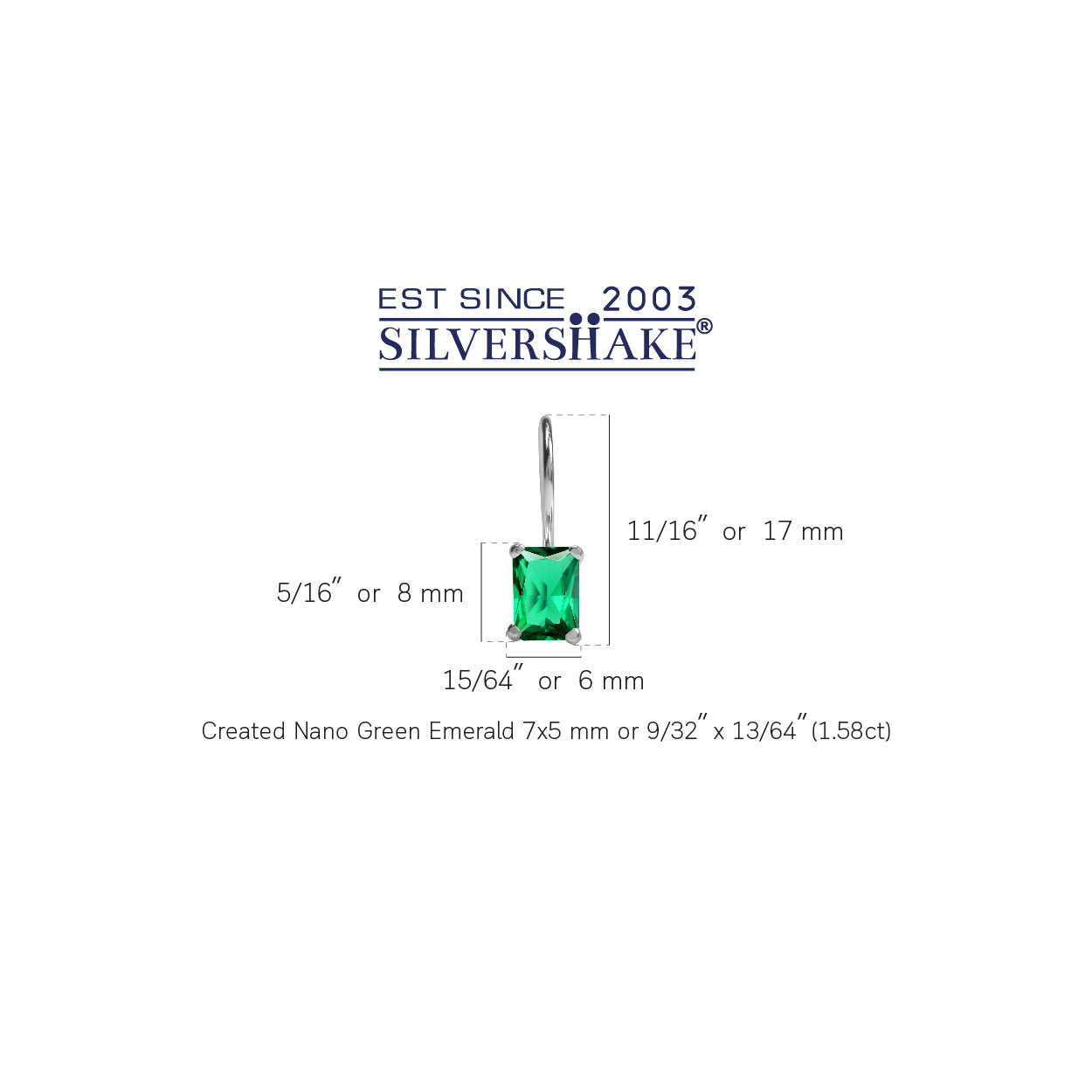 7X5mm Created Octagon Shape Nano Green Emerald 925 Sterling Silver Hook Closure Earrings May Gemstone Birthstone - Silvershake-store