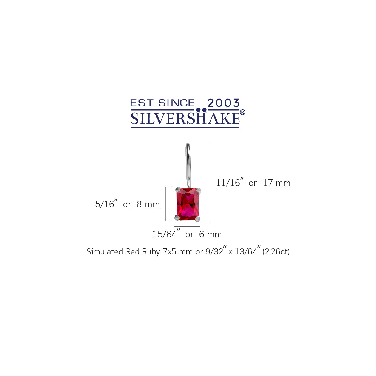 7X5mm Simulated Octagon Shape Red Ruby 925 Sterling Silver Hook Closure Earrings July Gemstone Birthstone - Silvershake-store