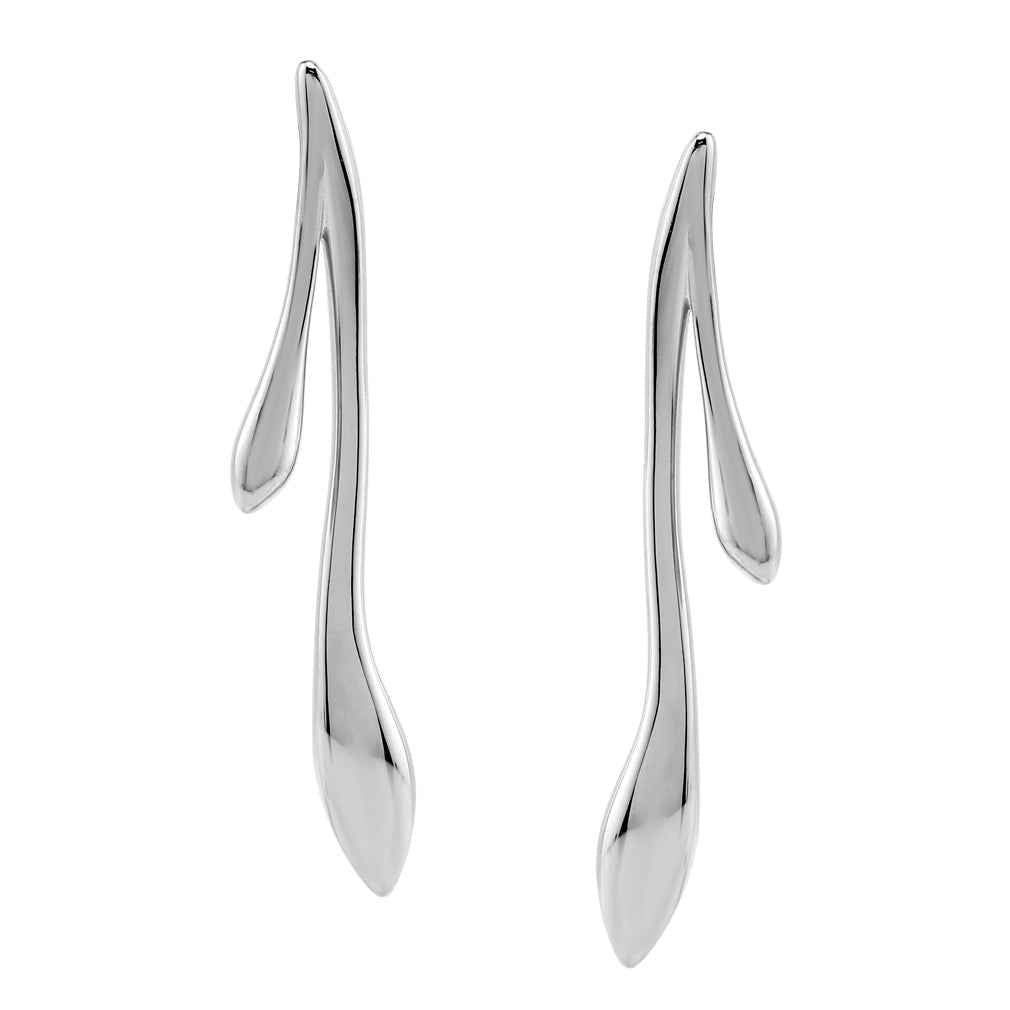 White Gold Plated 925 Sterling Silver Snake Teardrop Modern Style Long Linear Bar Post Earrings Jewelry for Women - Silvershake-store