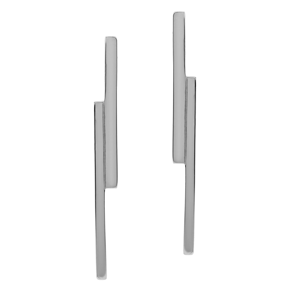 White Gold Plated 925 Sterling Silver Modern Style Long Linear Bar Post Earrings Jewelry for Women - Silvershake-store