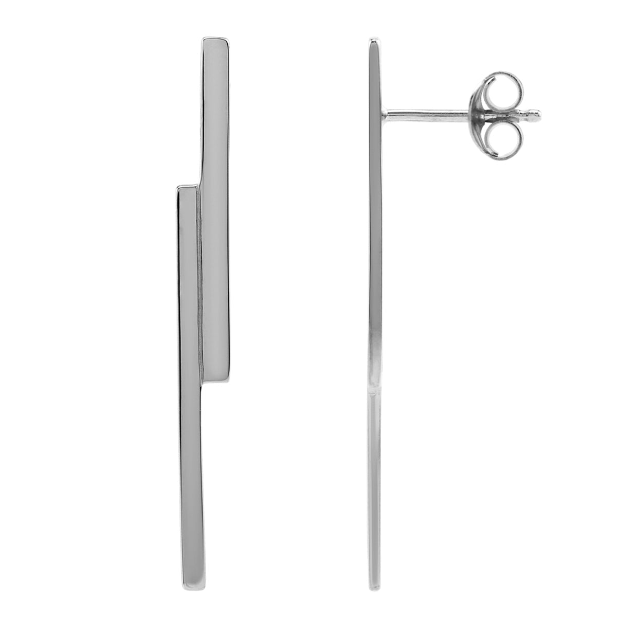 White Gold Plated 925 Sterling Silver Modern Style Long Linear Bar Post Earrings Jewelry for Women - Silvershake-store