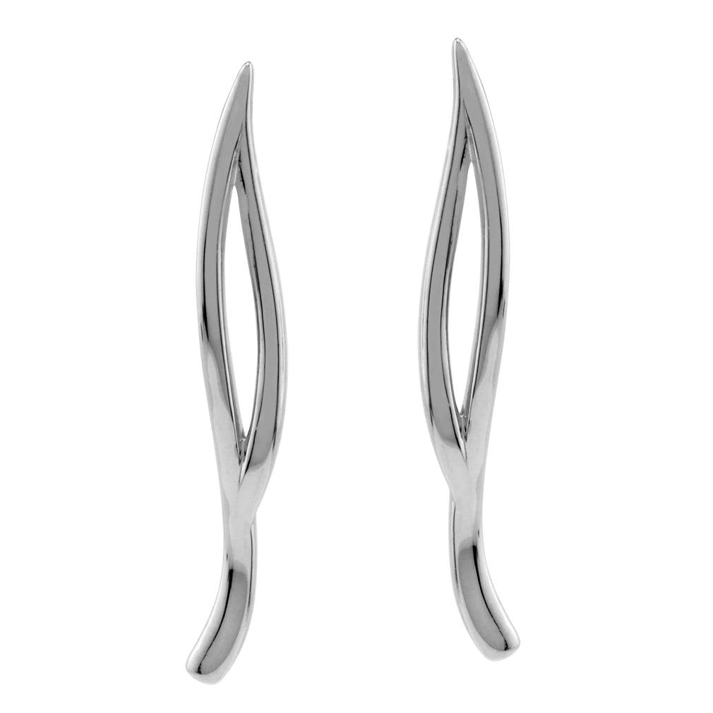 White Gold Plated 925 Sterling Silver Leaf Modern Style Long Linear Bar Post Earrings Jewelry for Women - Silvershake-store