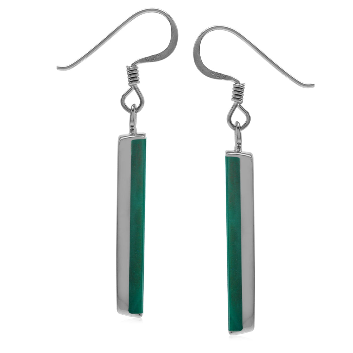 Long Created Green Malachite White Gold Plated 925 Sterling Silver Dangle Hook Earrings Jewelry for Women - Silvershake-store