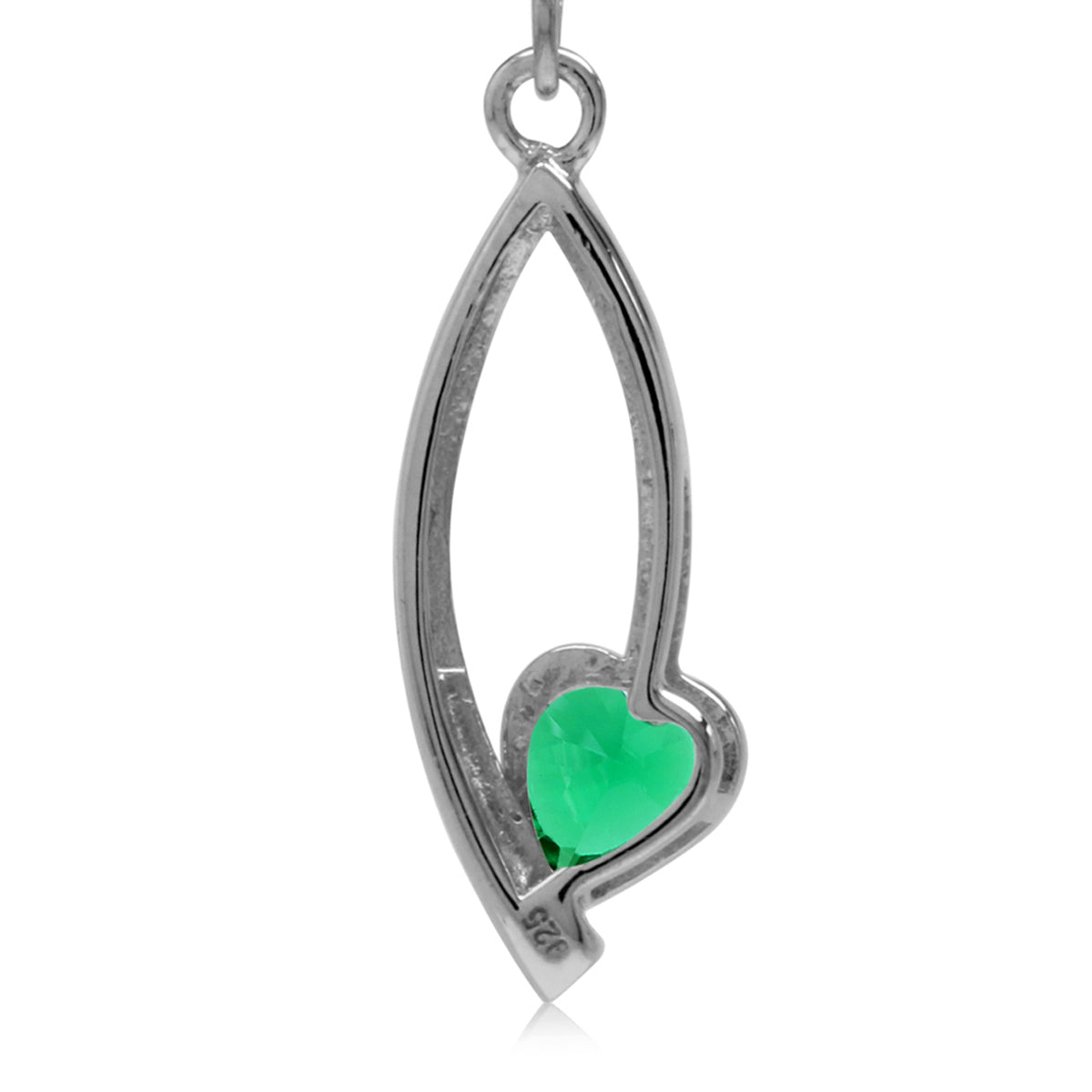 5MM Created Heart Shape Nano Green Emerald 925 Sterling Silver Drop Dangle Hook Earrings May Gemstone Birthstone - Silvershake-store
