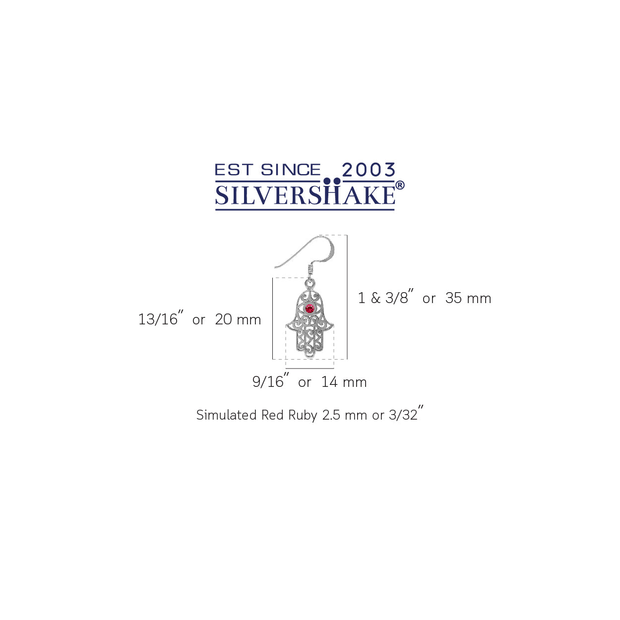 Simulated Red Ruby 925 Sterling Silver Evil Eye On Hamsa Hand Dangle Hook Earrings July Gemstone Birthstone - Silvershake-store