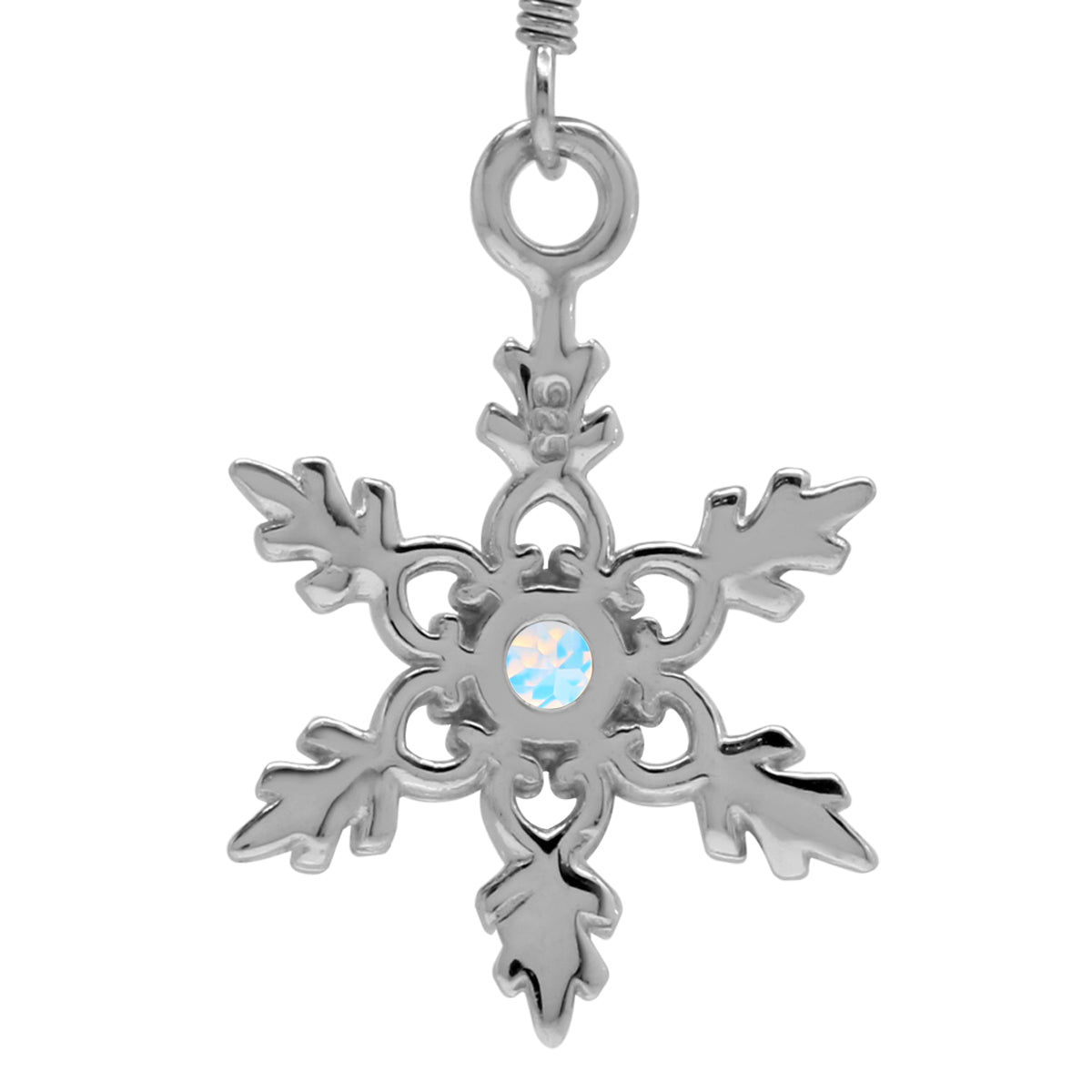 Genuine Mercury Mist Aurora Borealis (AB) Topaz White Gold Plated 925 Sterling Silver Snowflake Dangle Hook Earrings Jewelry for Christmas - Silvershake-store