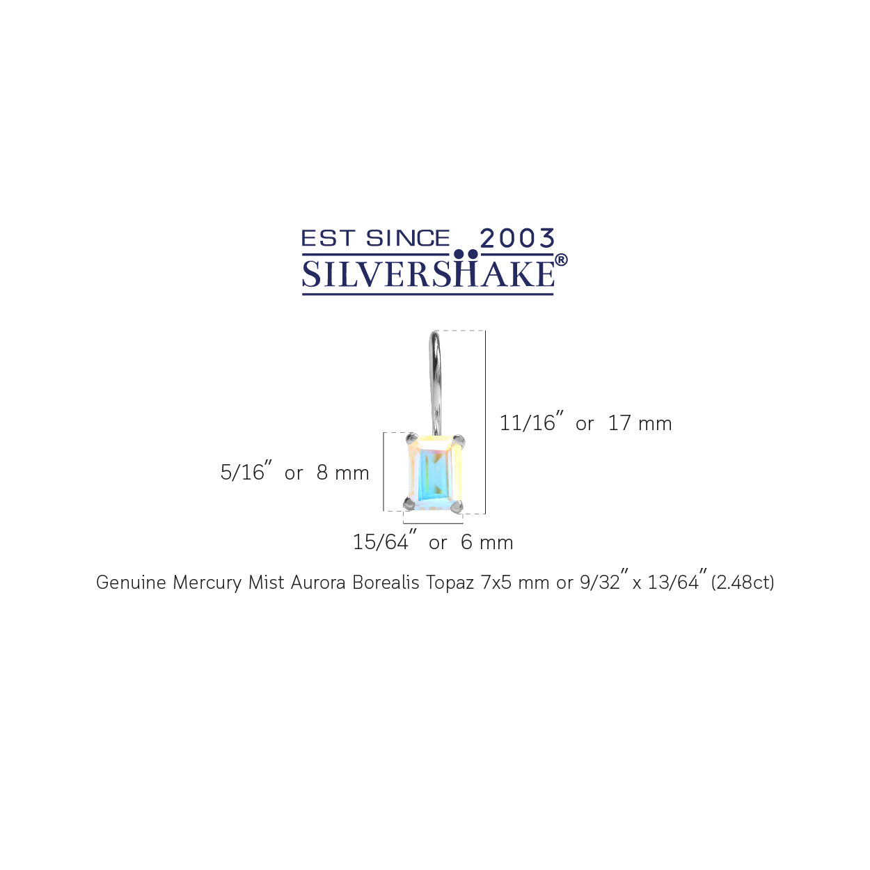 2.48 CTW 7X5mm Genuine Octagon Shape Mercury Mist Aurora Borealis (AB) Topaz White Gold Plated 925 Sterling Silver Hook Closure Gemstone Earrings - Silvershake-store
