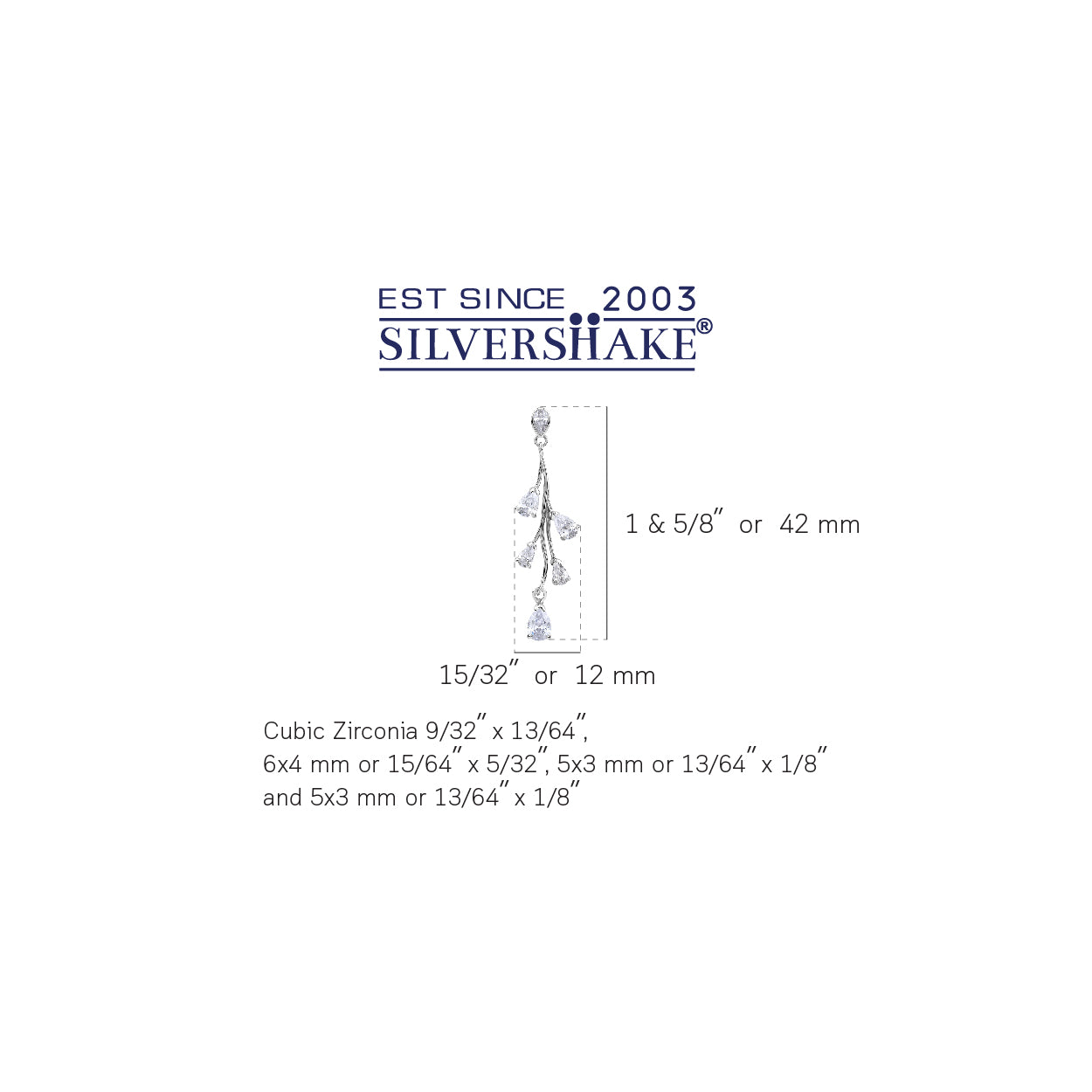 Pear Shape White Cubic Zirconia 925 Sterling Silver Leaf Inspired Dangle Post Earrings April Gemstone Birthstone Jewelry for Women - Silvershake-store