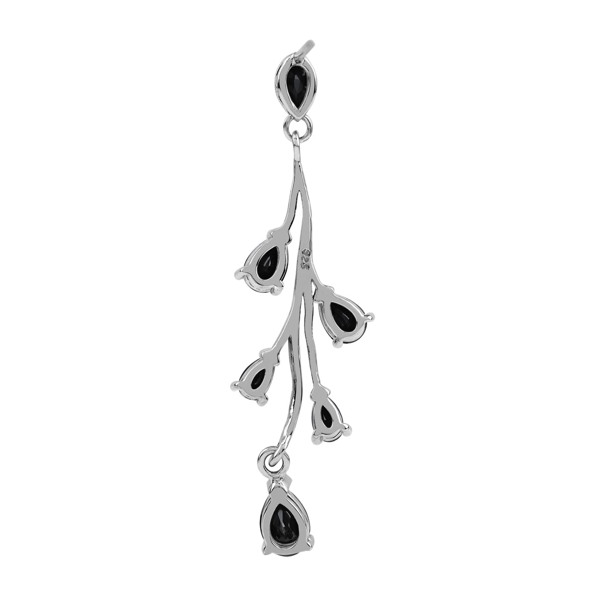 5.28 CTW Natural Pear Shape Black Onyx White Gold Plated 925 Sterling Silver Leaf Inspired Dangle Post Gemstone Earrings Jewelry for Women