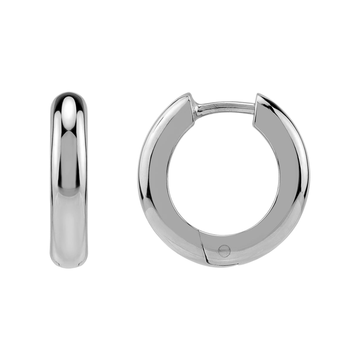 14X3mm White Gold Plated 925 Sterling Silver 0.55 Inch Huggie O Hoop Earrings