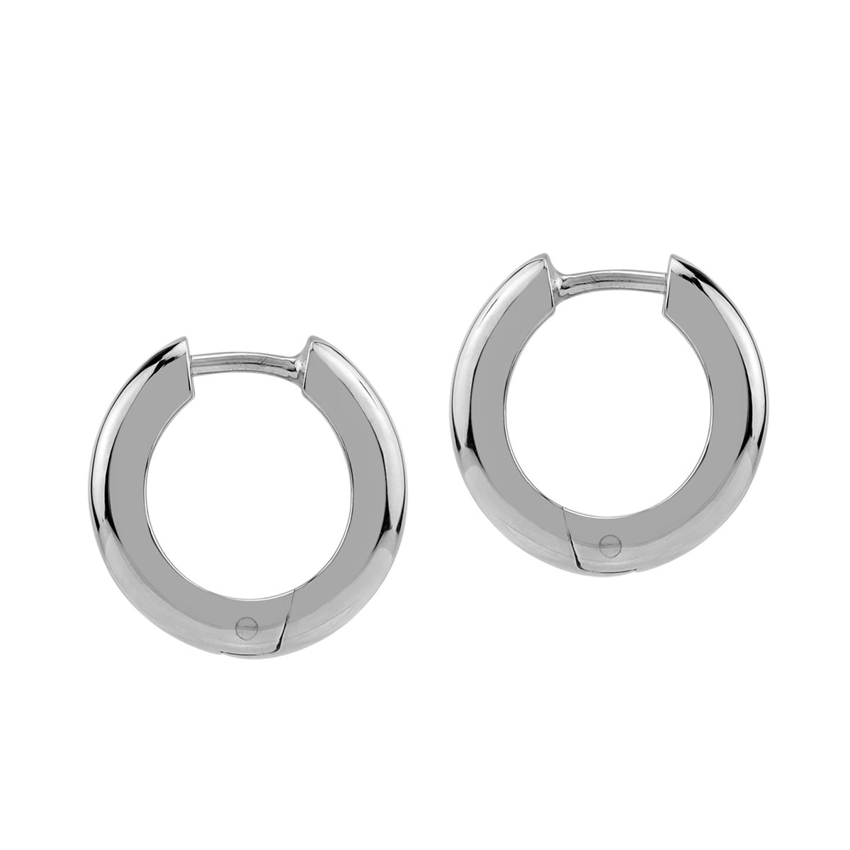 14X3mm White Gold Plated 925 Sterling Silver 0.55 Inch Huggie O Hoop Earrings