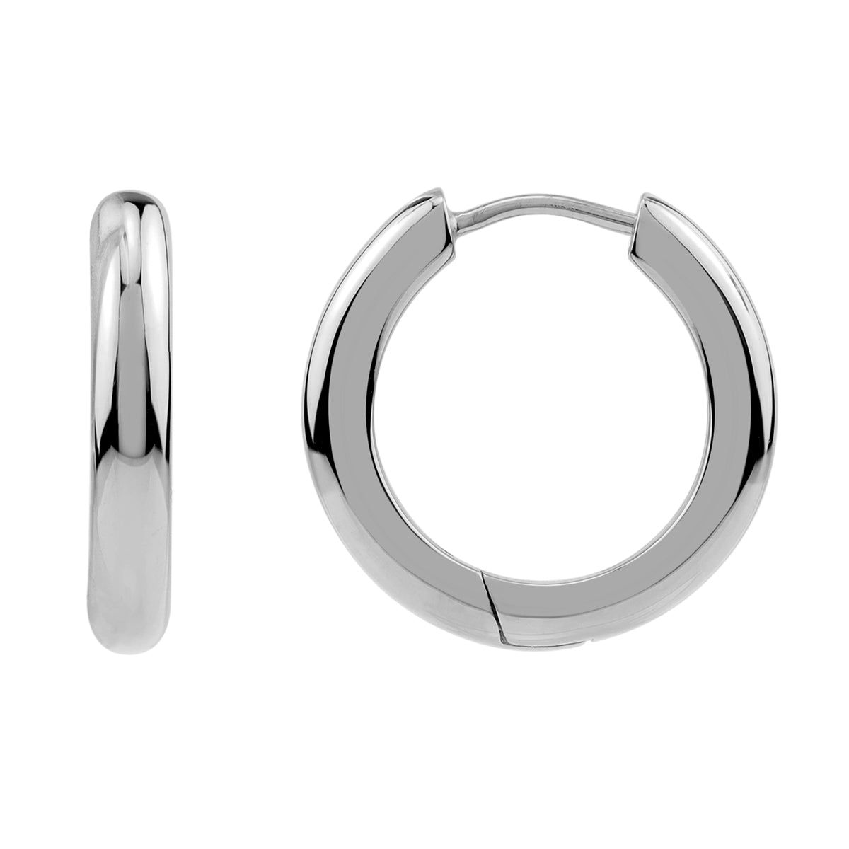 19X4mm White Gold Plated 925 Sterling Silver 0.75 Inch Huggie O Hoop Earrings