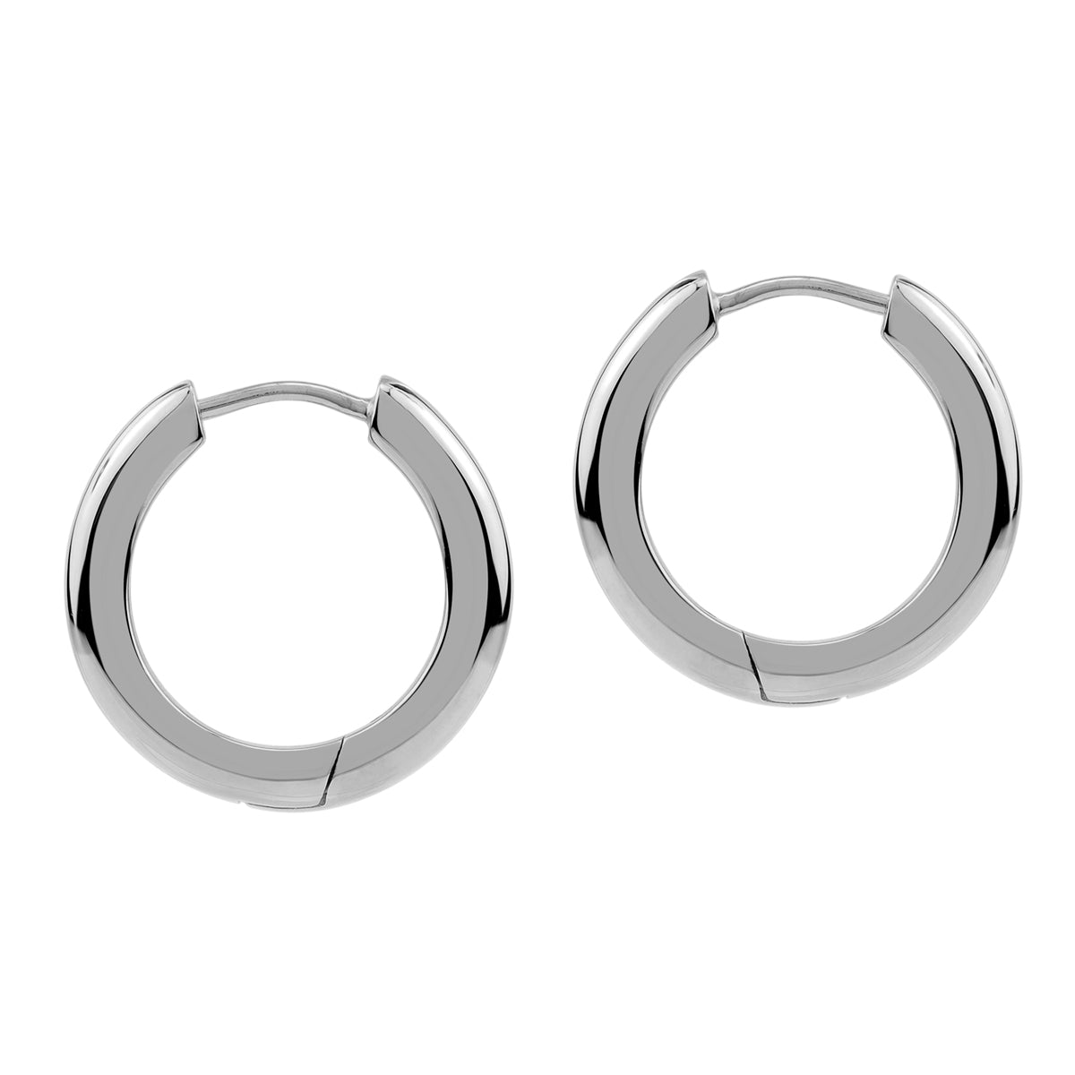 19X4mm White Gold Plated 925 Sterling Silver 0.75 Inch Huggie O Hoop Earrings