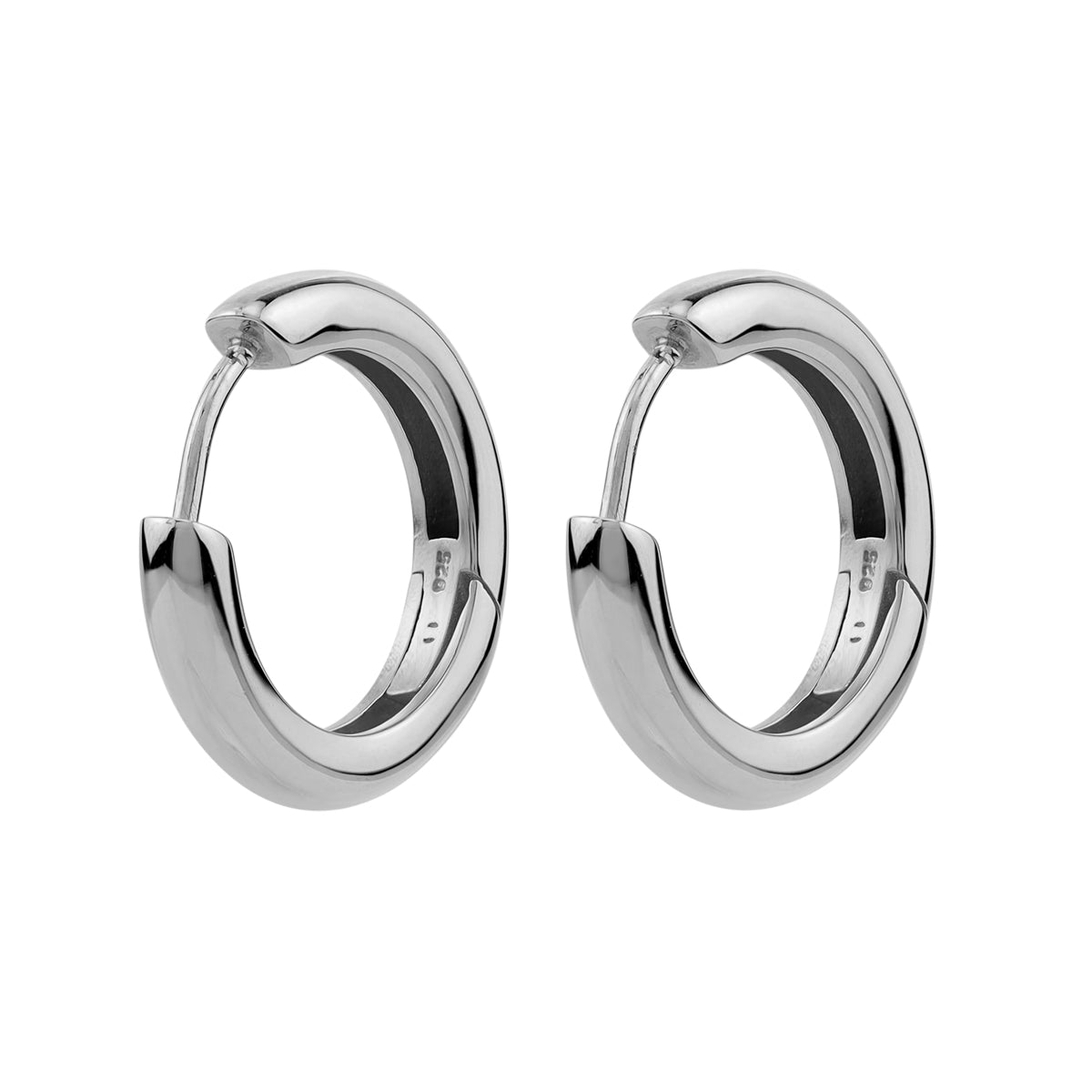 19X4mm White Gold Plated 925 Sterling Silver 0.75 Inch Huggie O Hoop Earrings