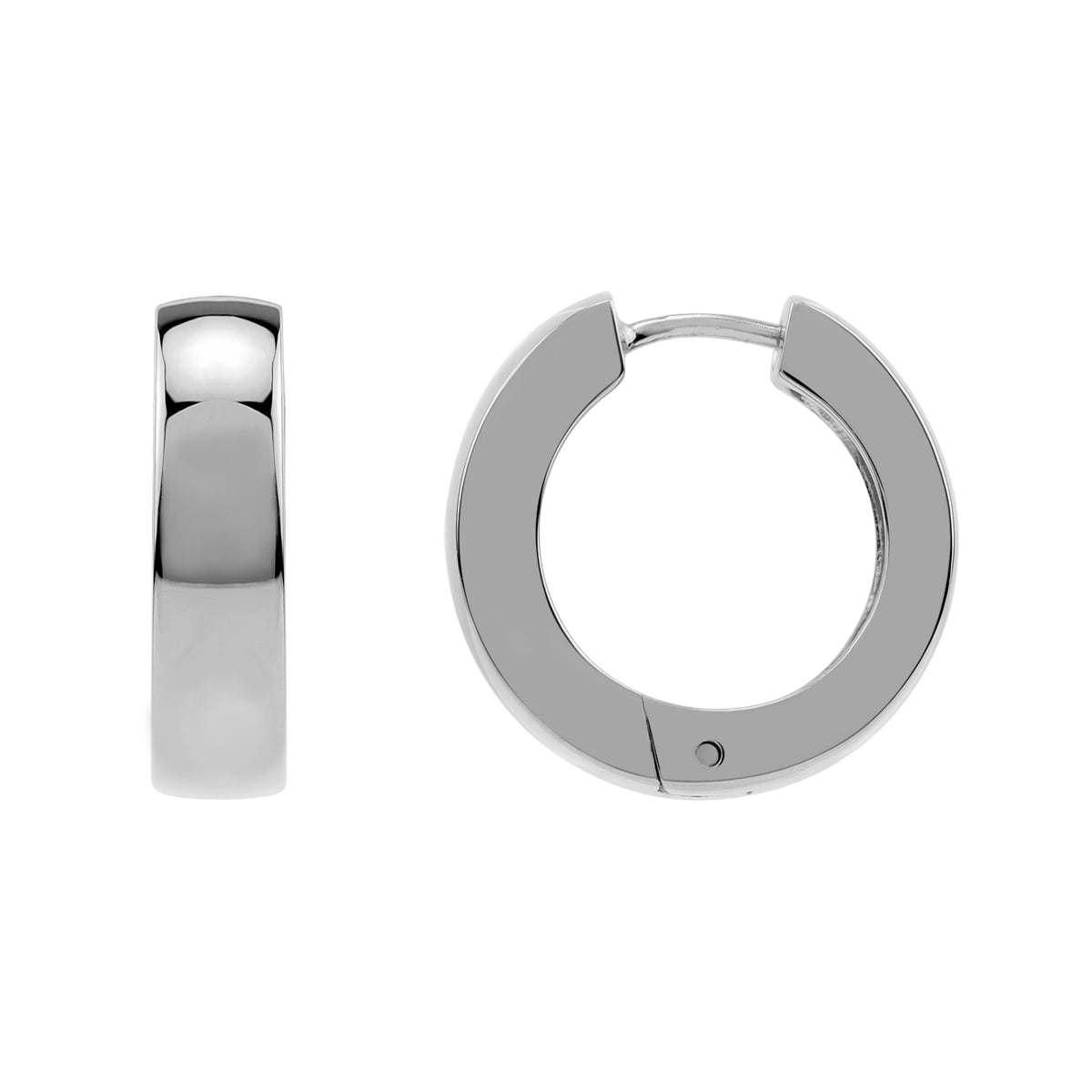 19X5mm White Gold Plated 925 Sterling Silver 0.75 Inch Huggie O Hoop Earrings