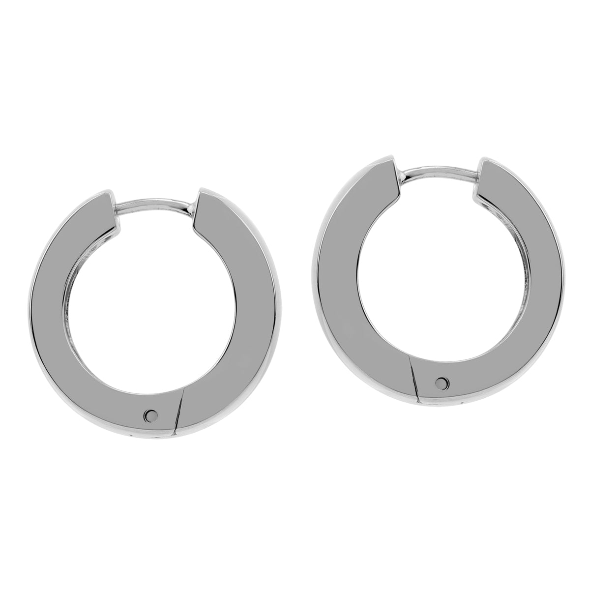 19X5mm White Gold Plated 925 Sterling Silver 0.75 Inch Huggie O Hoop Earrings