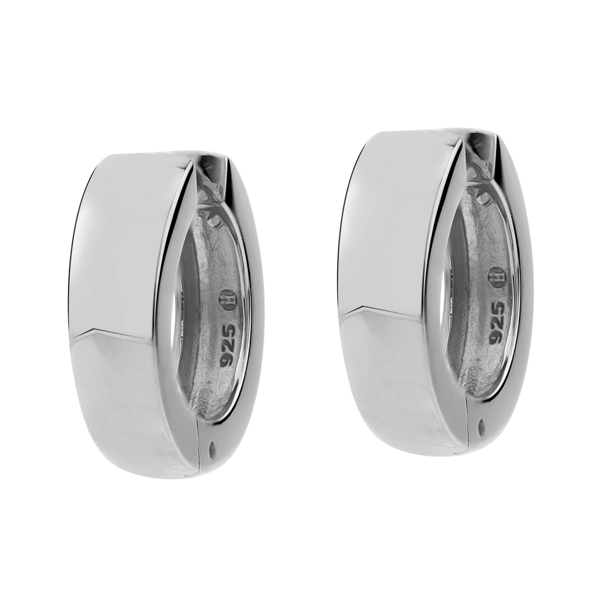 19X5mm White Gold Plated 925 Sterling Silver 0.75 Inch Huggie O Hoop Earrings