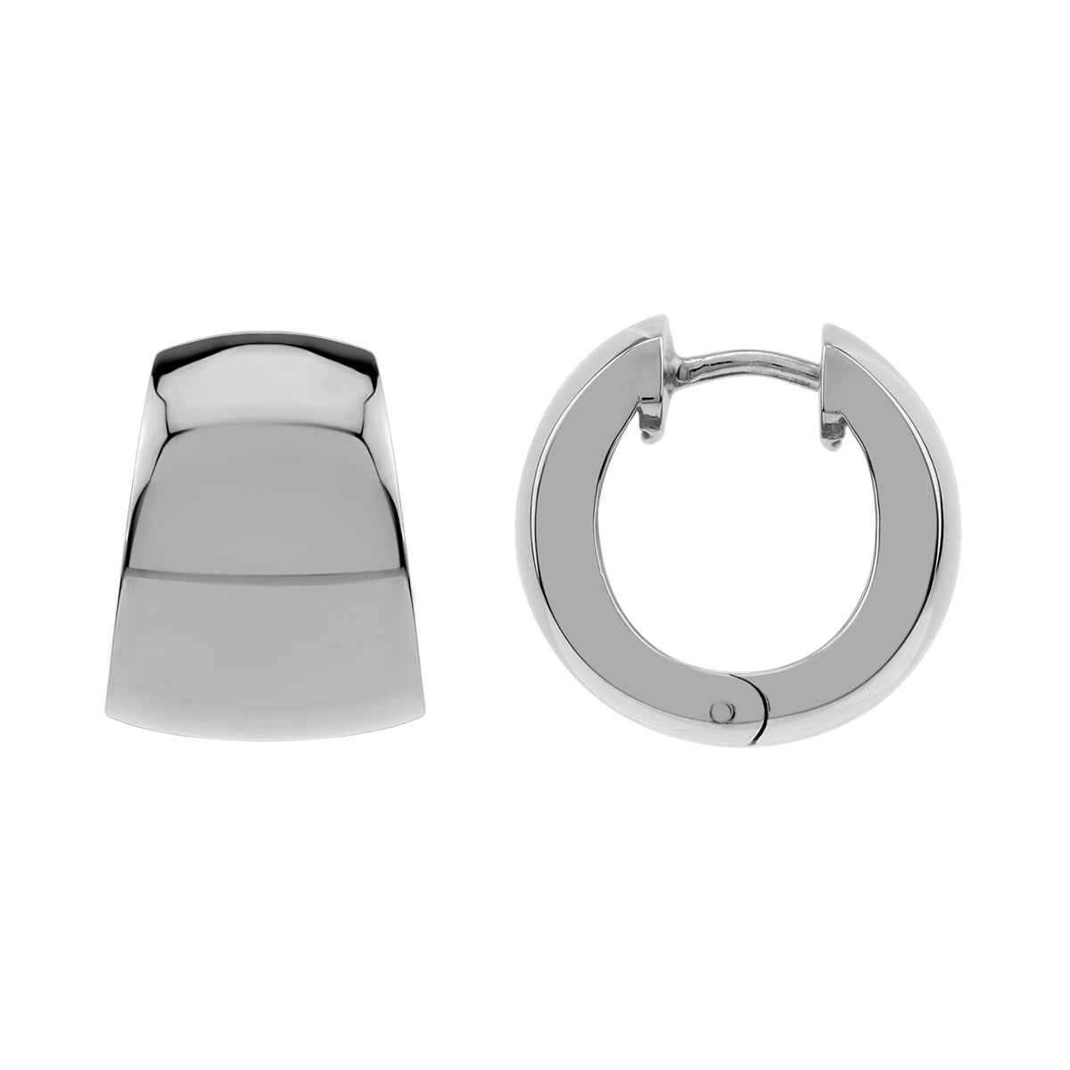 14X11mm White Gold Plated 925 Sterling Silver 0.55 Inch Huggie O Hoop Earrings