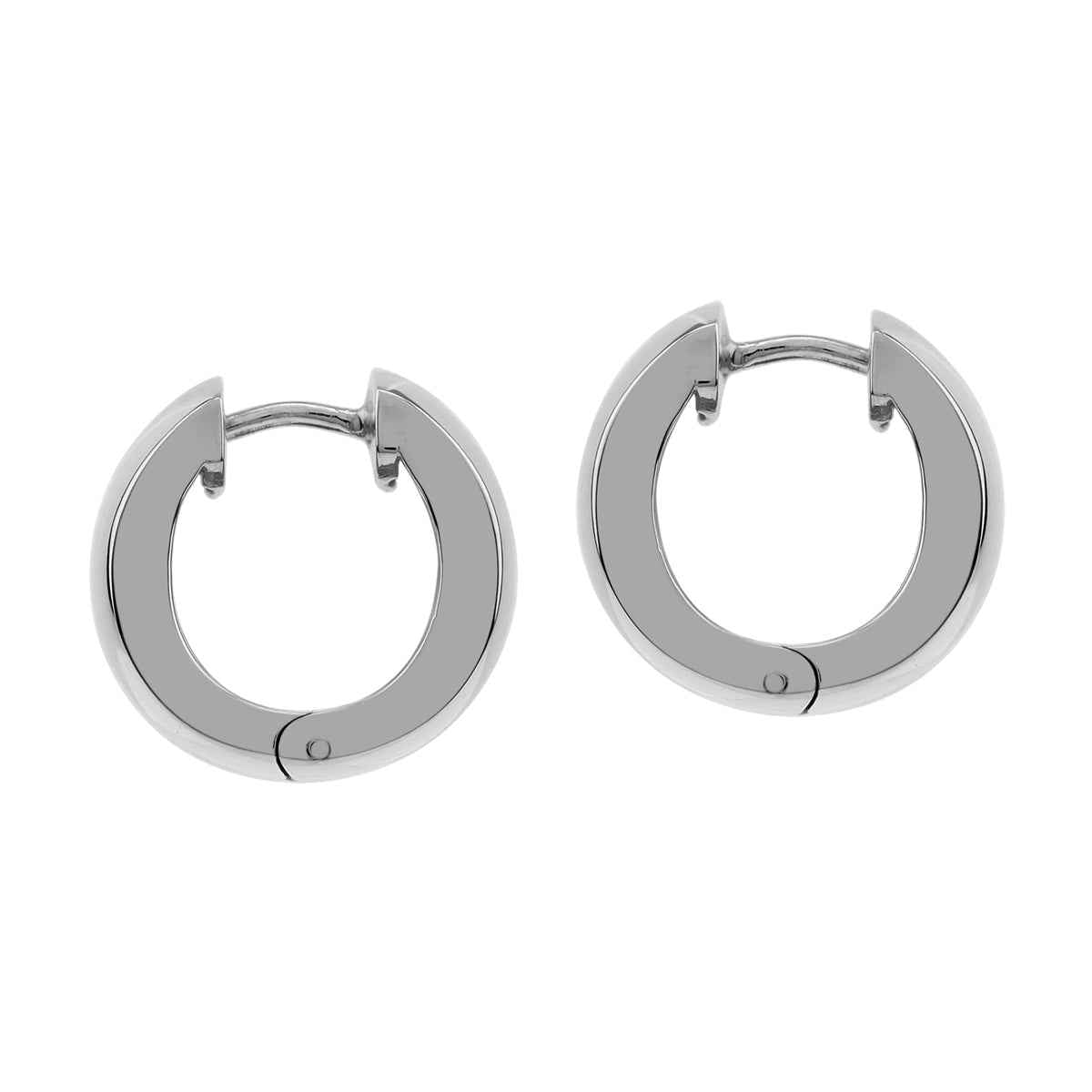 14X11mm White Gold Plated 925 Sterling Silver 0.55 Inch Huggie O Hoop Earrings