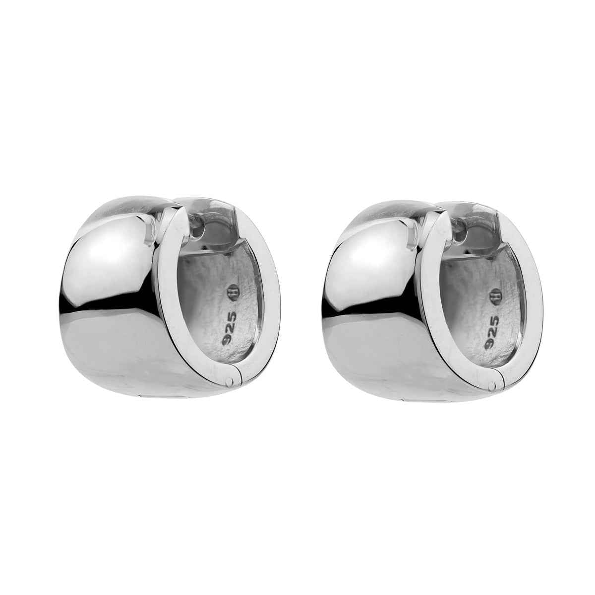 14X11mm White Gold Plated 925 Sterling Silver 0.55 Inch Huggie O Hoop Earrings