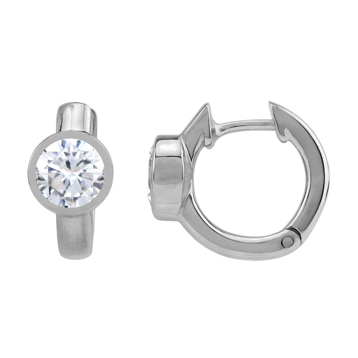 6MM Round Shape Cubic Zirconia White Gold Plated 925 Sterling Silver 0.5 Inch Huggie O Hoop Earrings