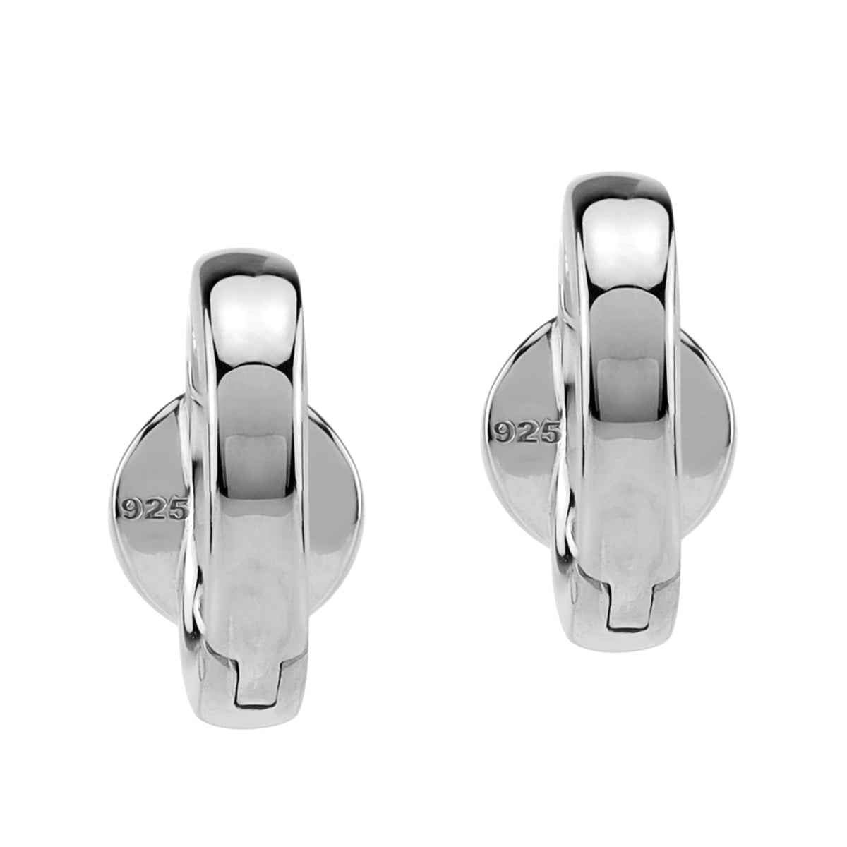 6MM Round Shape Cubic Zirconia White Gold Plated 925 Sterling Silver 0.5 Inch Huggie O Hoop Earrings