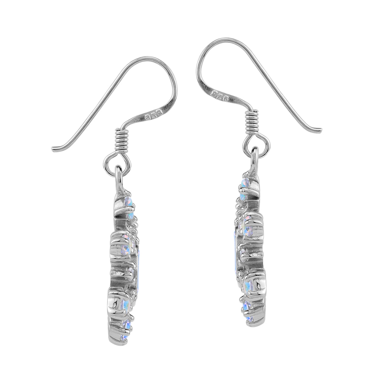 Genuine Mercury Mist Aurora Borealis Topaz 925 Sterling Silver Snowflake Christmas Dangle Earrings silvershake