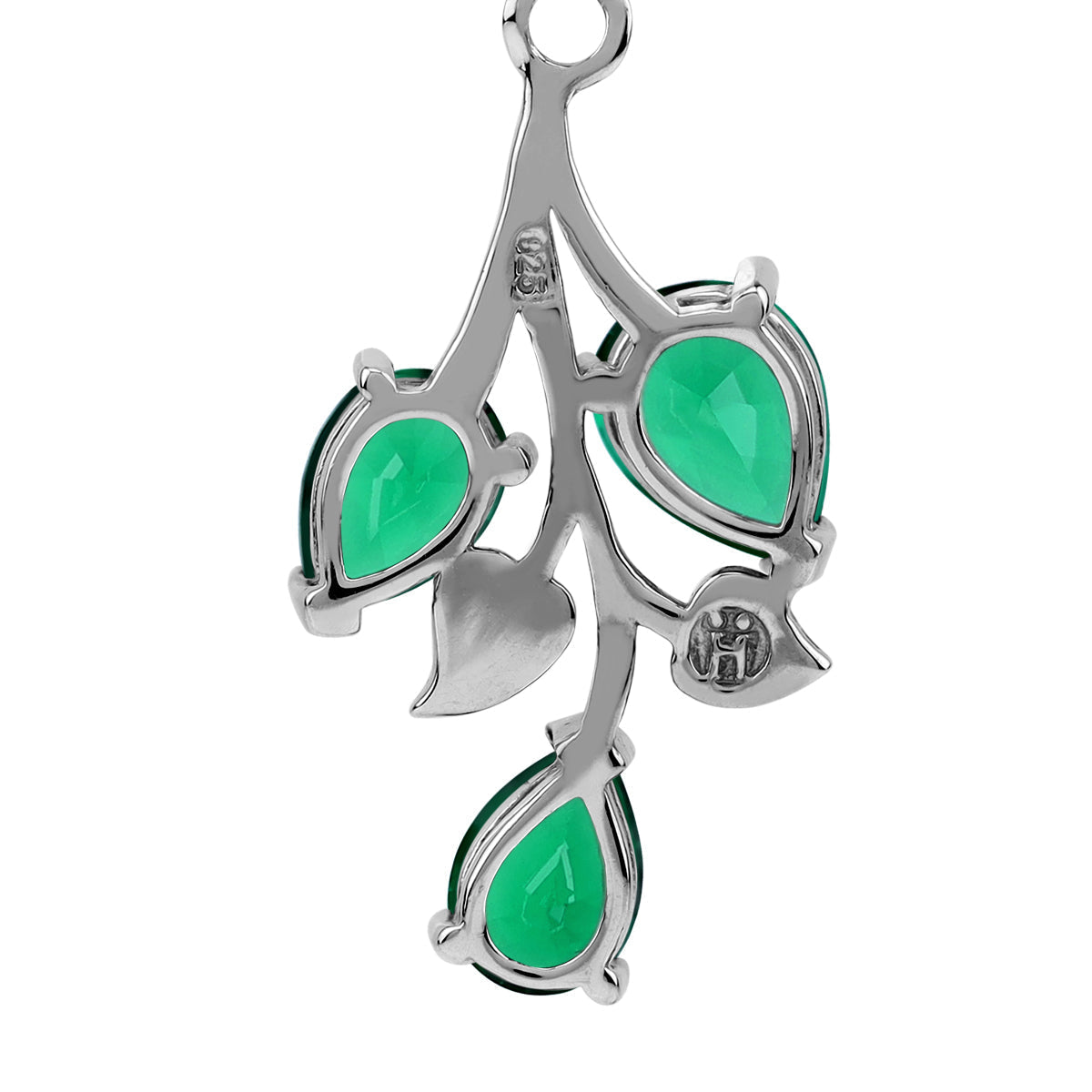 Created Pear Shape Nano Green Emerald 925 Sterling Silver Leaf Vintage Inspired Dangle Hook Earrings May Gemstone Birthstone Jewelry for Women - Silvershake-store
