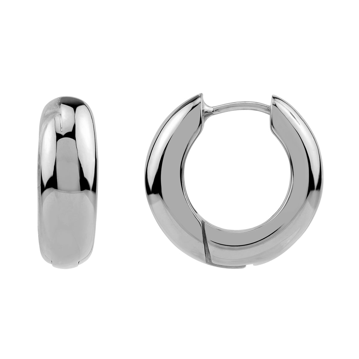 19X7mm White Gold Plated 925 Sterling Silver 0.75 Inch Huggie O Hoop Earrings
