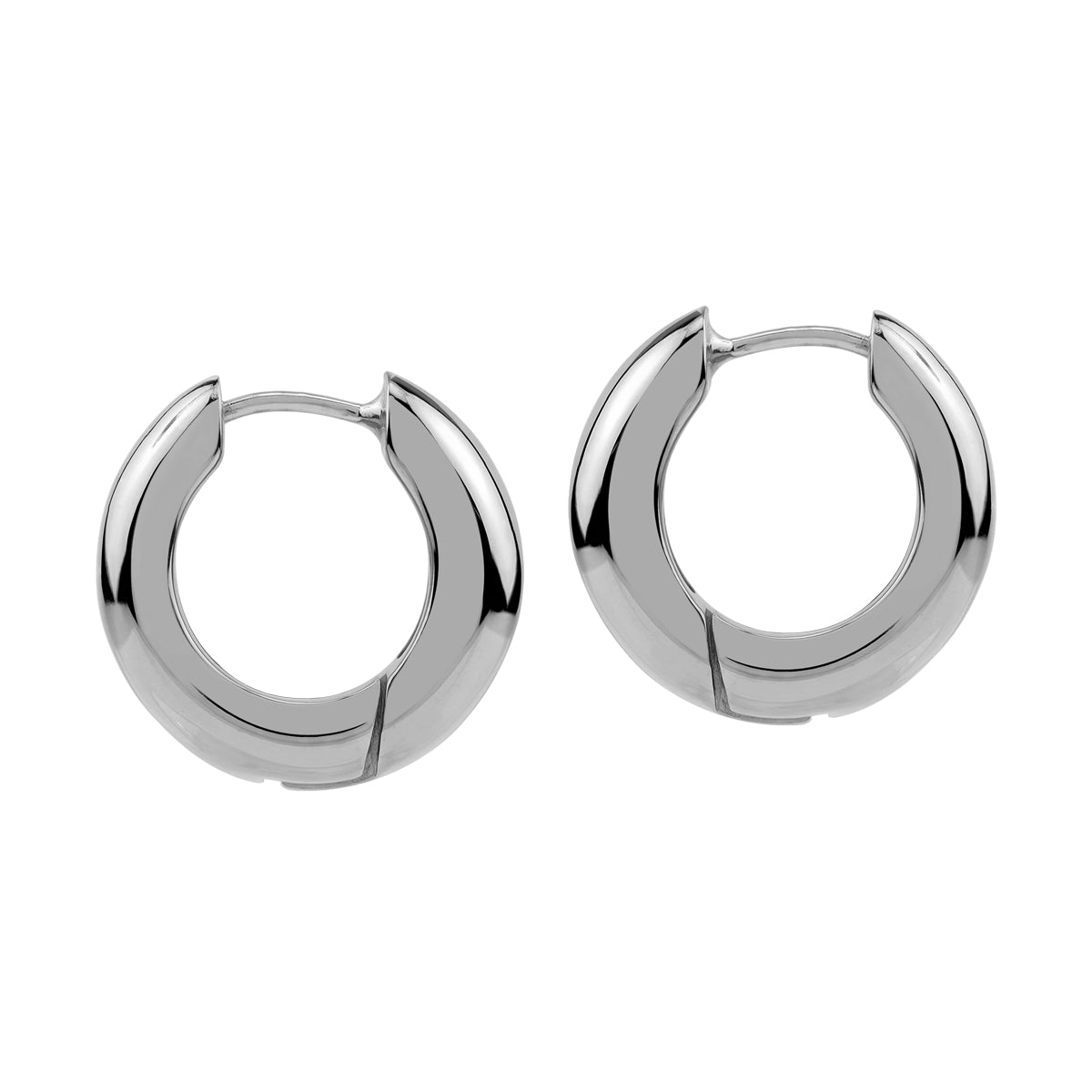 19X7mm White Gold Plated 925 Sterling Silver 0.75 Inch Huggie O Hoop Earrings