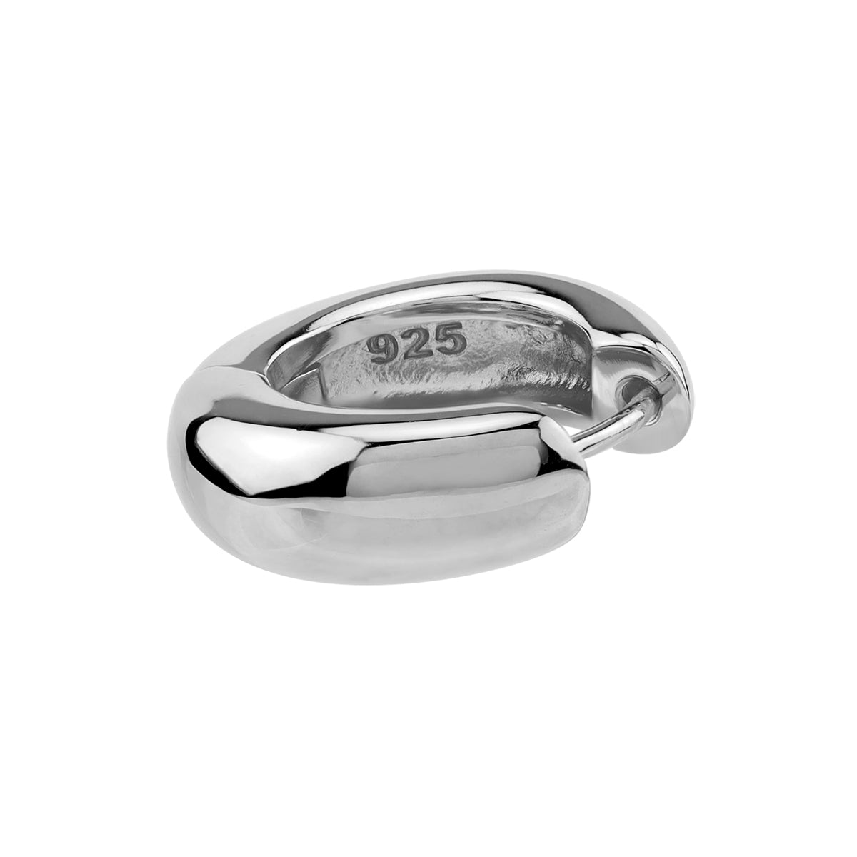 19X7mm White Gold Plated 925 Sterling Silver 0.75 Inch Huggie O Hoop Earrings