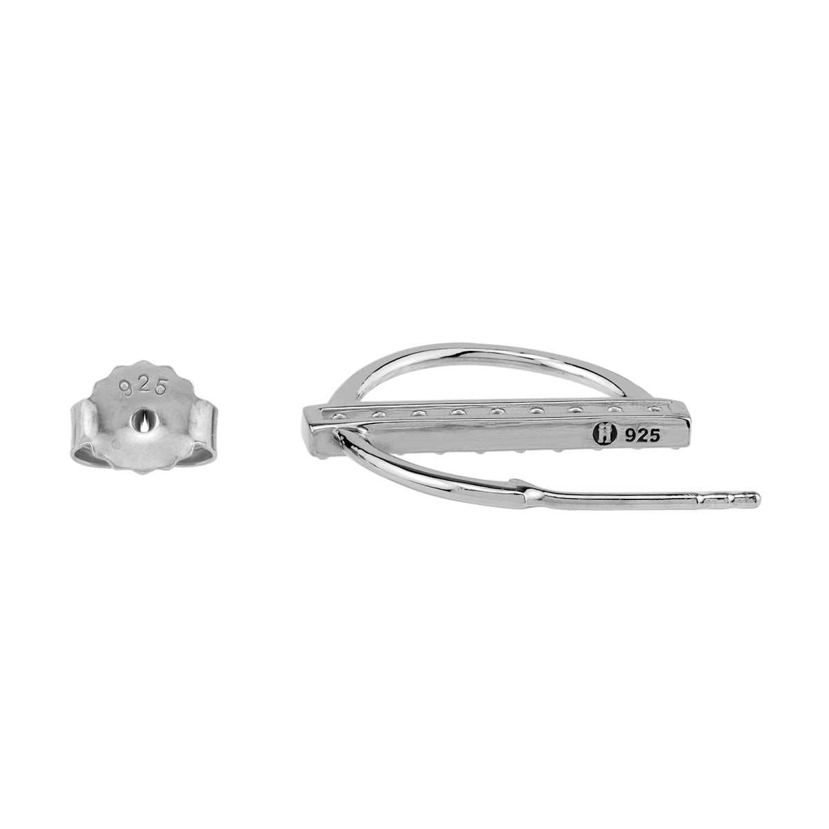 Created Nano Green Emerald White Gold Plated 925 Sterling Silver Fashion Casual 0.63 Inch C Hoop Stud Post Earrings