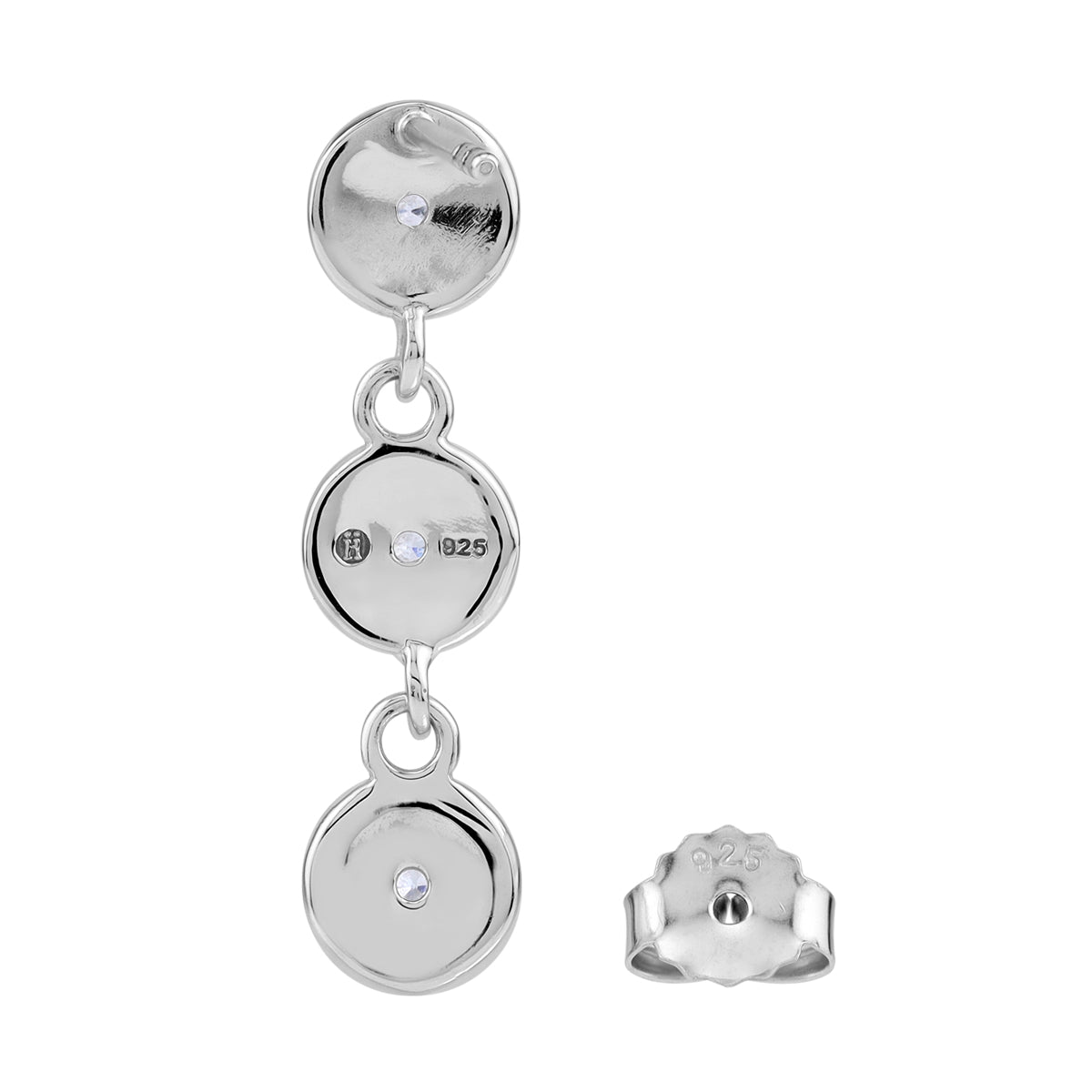 3-Stone Round Shape White CZ 925 Sterling Silver Graduated Circle Disc Dangle Stud Post Earrings silvershake