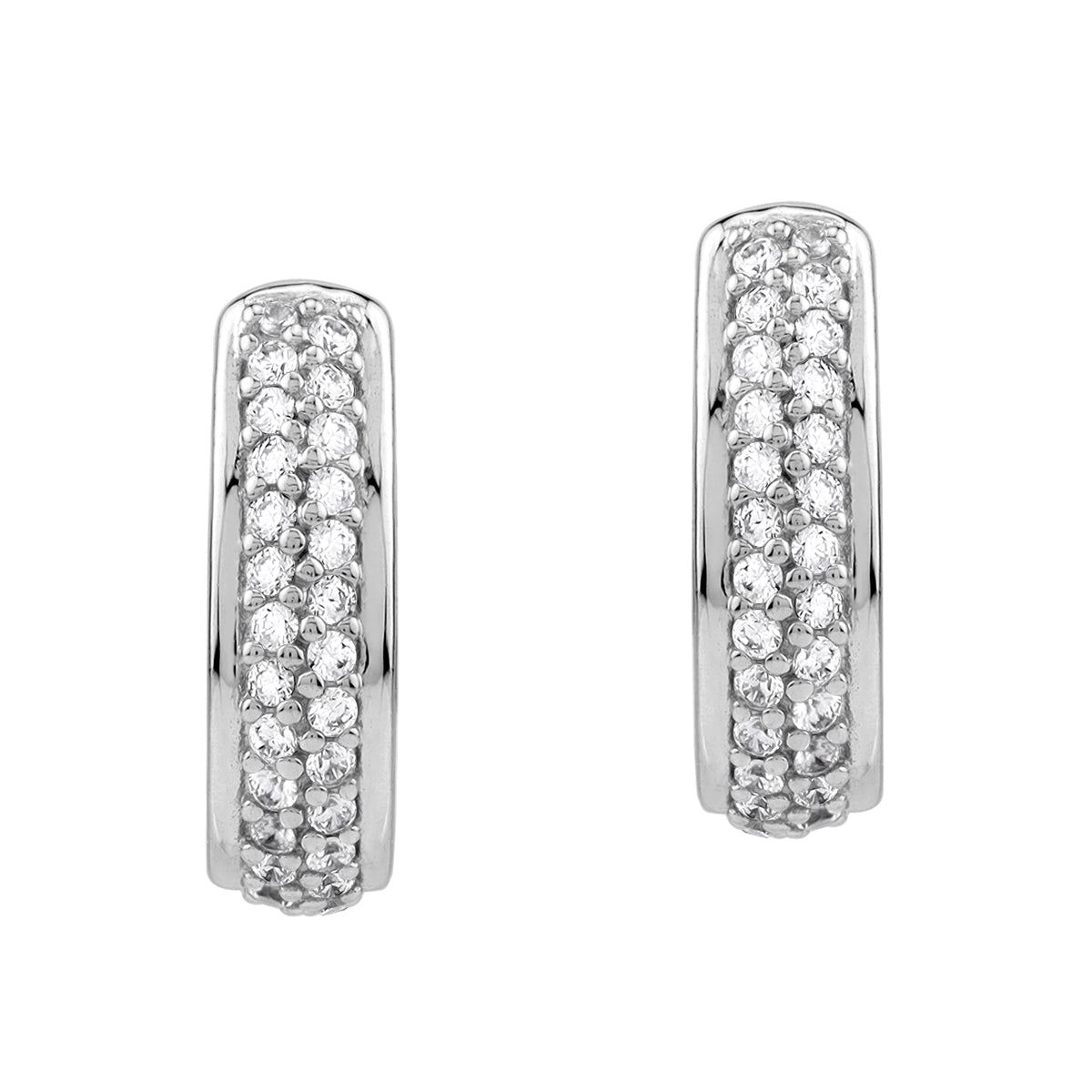 White Cubic Zirconia 925 Sterling Silver Minimalist Journey Trendy 0.6" J Hoop Stud Post Earrings silvershake