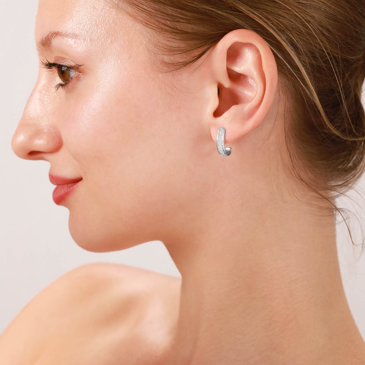 Created Nano Green Emerald 925 Sterling Silver Minimalist Journey 0.6 Inch J Hoop Stud Post Earrings silvershake
