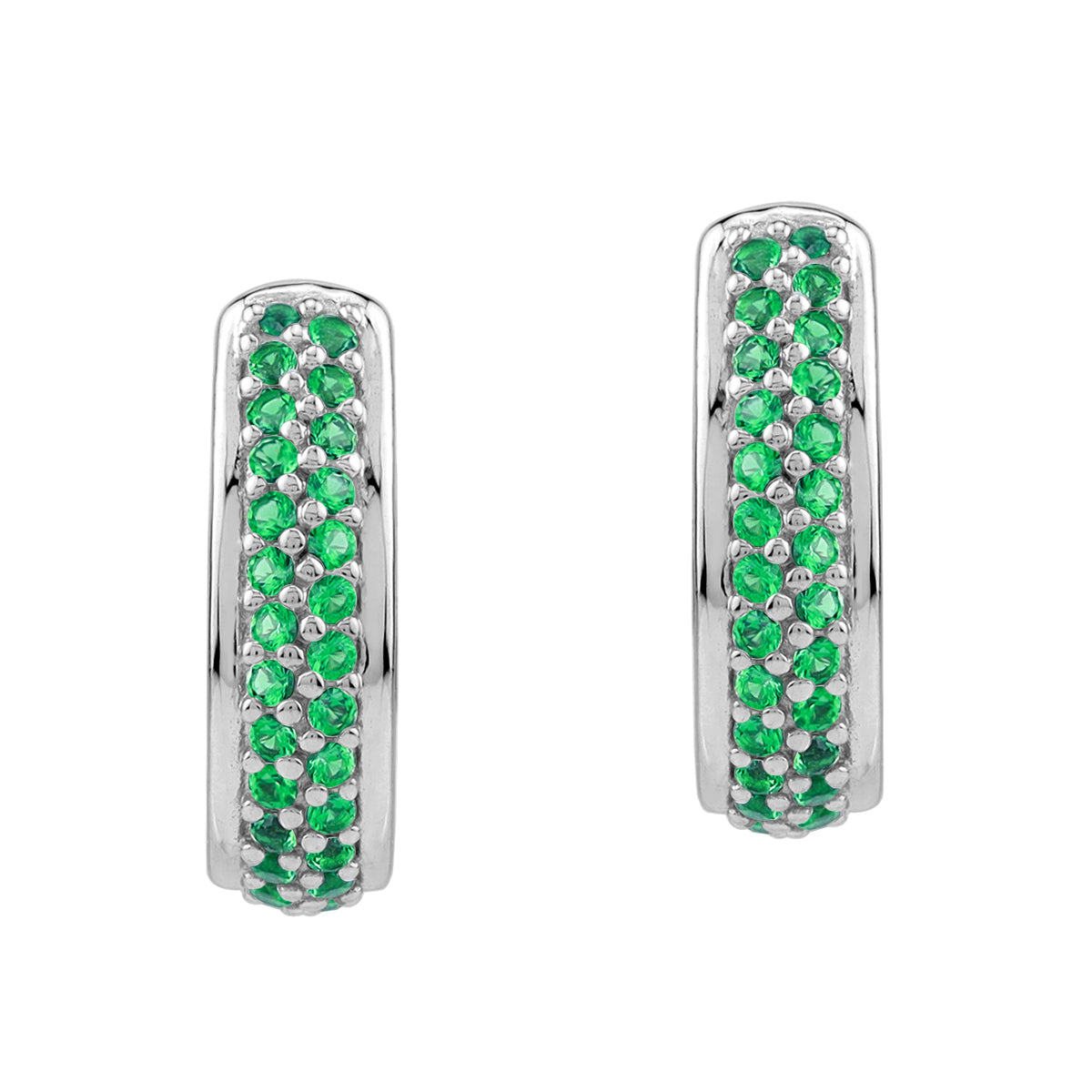 Created Nano Green Emerald 925 Sterling Silver Minimalist Journey 0.6 Inch J Hoop Stud Post Earrings silvershake