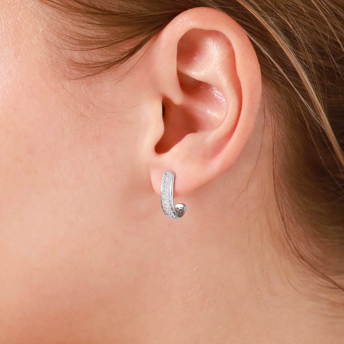 Created Blue Sapphire 925 Sterling Silver Minimalist Journey Trendy 0.6" J Hoop Stud Post Earrings silvershake