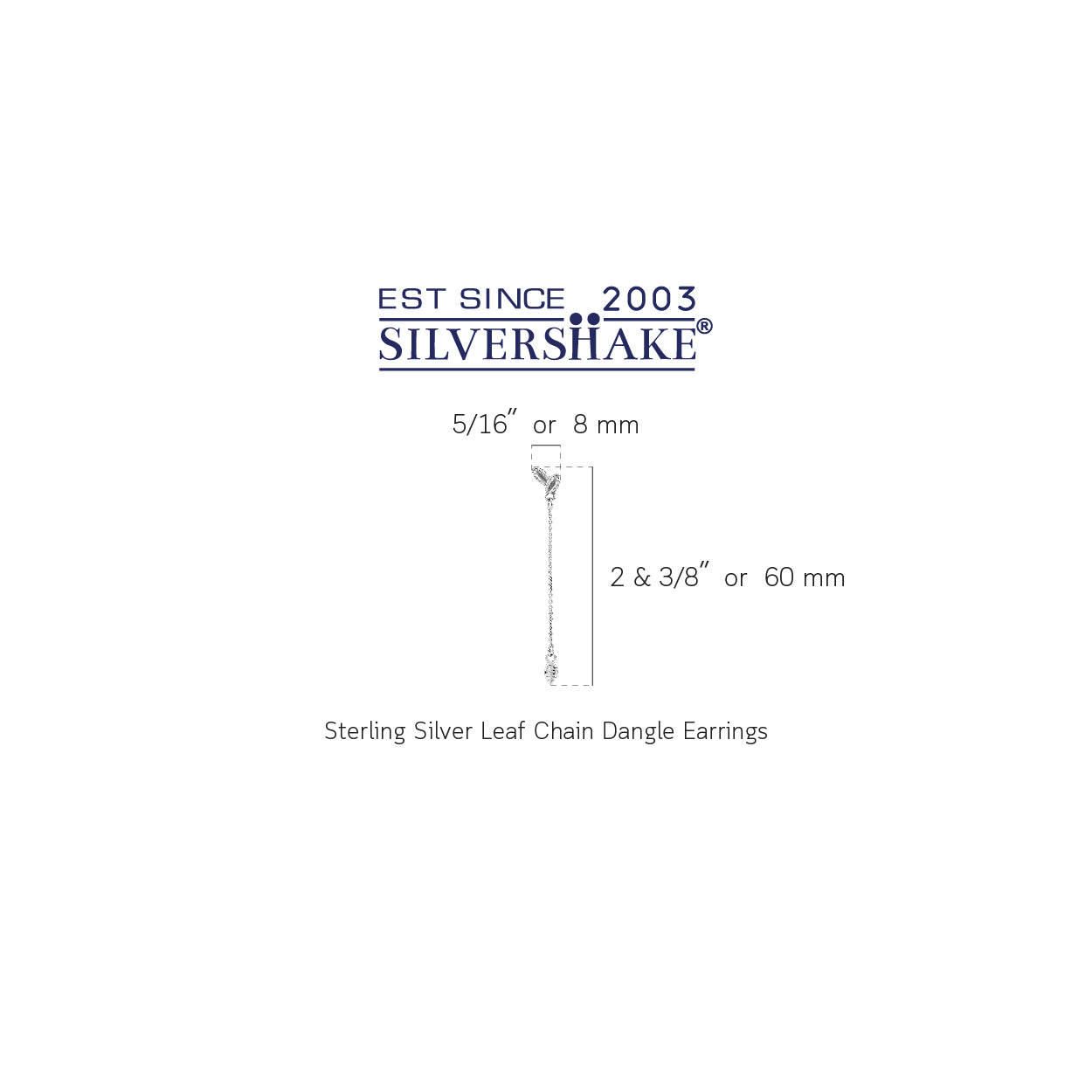 White Gold Plated 925 Sterling Silver Minimalist Chic Leaf Dangle Chain Stud Post Earrings
