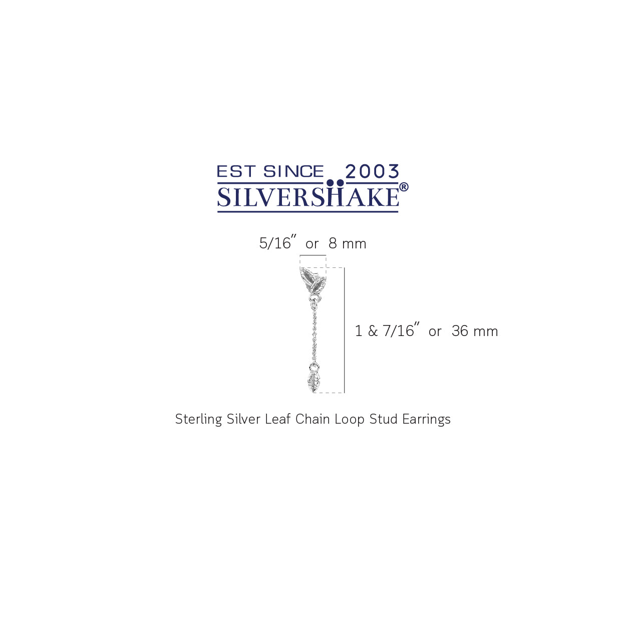 White Gold Plated 925 Sterling Silver Minimalist Chic Leaf Dangle Double Chain Stud Post Earrings