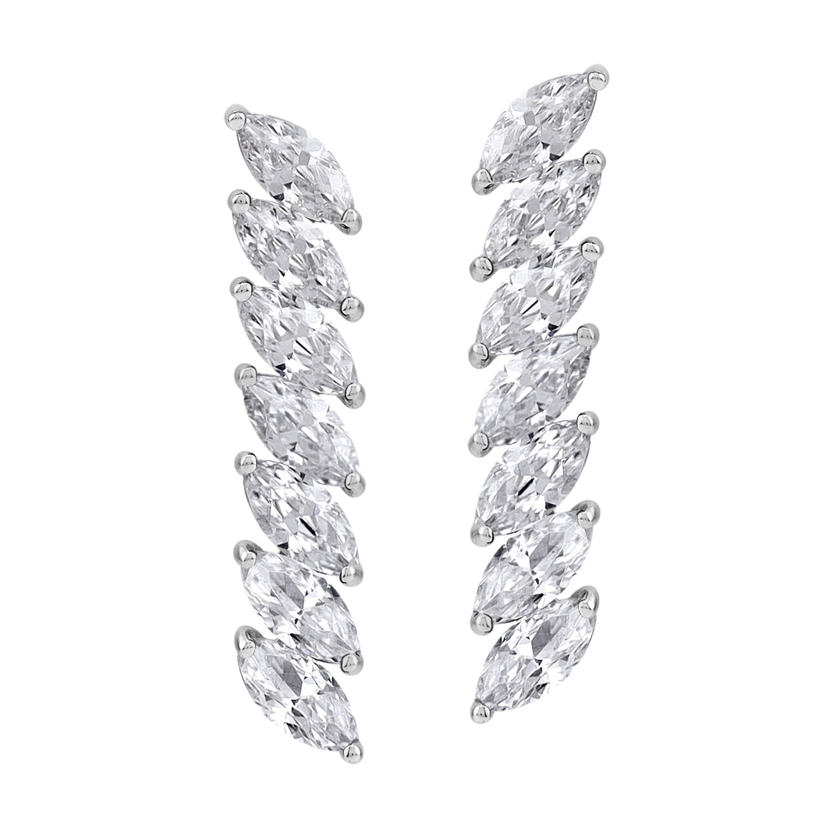 White CZ 925 Sterling Silver Minimalist Long Journey Vertical Bar Fashion Stud Post Earrings silvershake