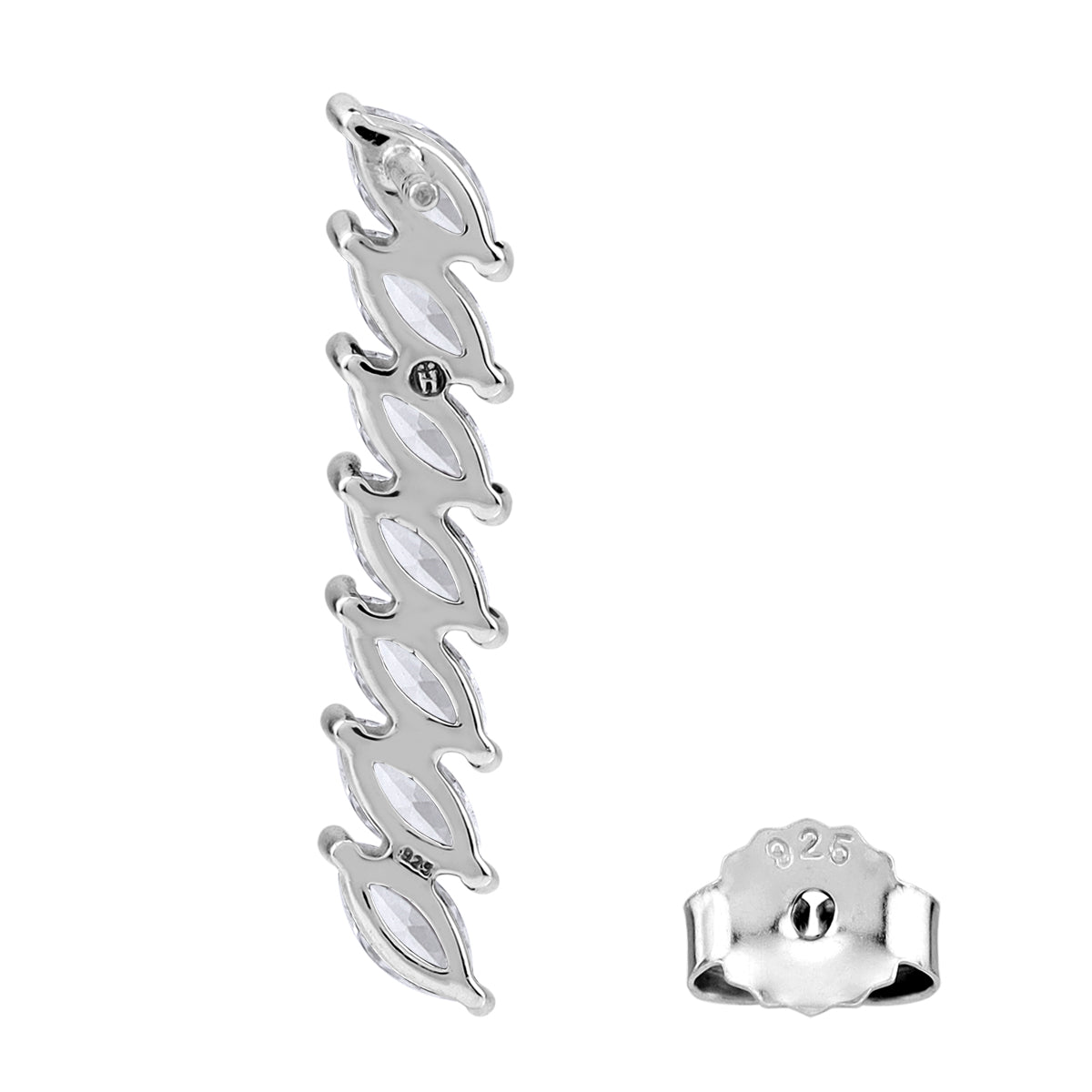 White CZ 925 Sterling Silver Minimalist Long Journey Vertical Bar Fashion Stud Post Earrings silvershake