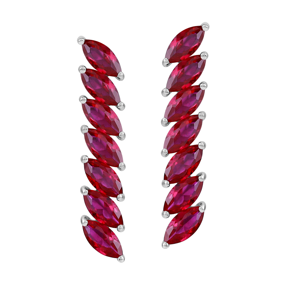 Simulated Red Ruby 925 Sterling Silver Minimalist Long Journey Vertical Bar Fashion Post Earrings silvershake
