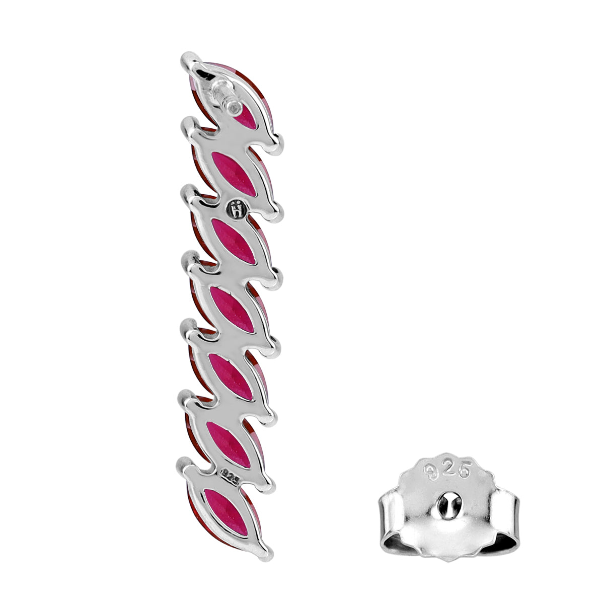 Simulated Red Ruby 925 Sterling Silver Minimalist Long Journey Vertical Bar Fashion Post Earrings silvershake