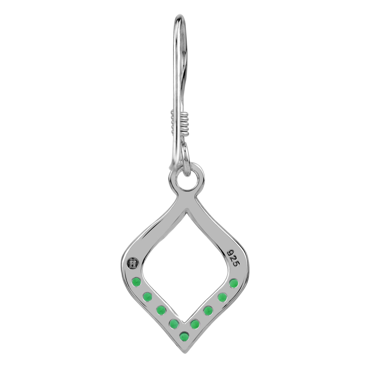 Created Nano Green Emerald 925 Sterling Silver Minimalist Trendy Chic Drop Dangle Hook Earrings silvershake