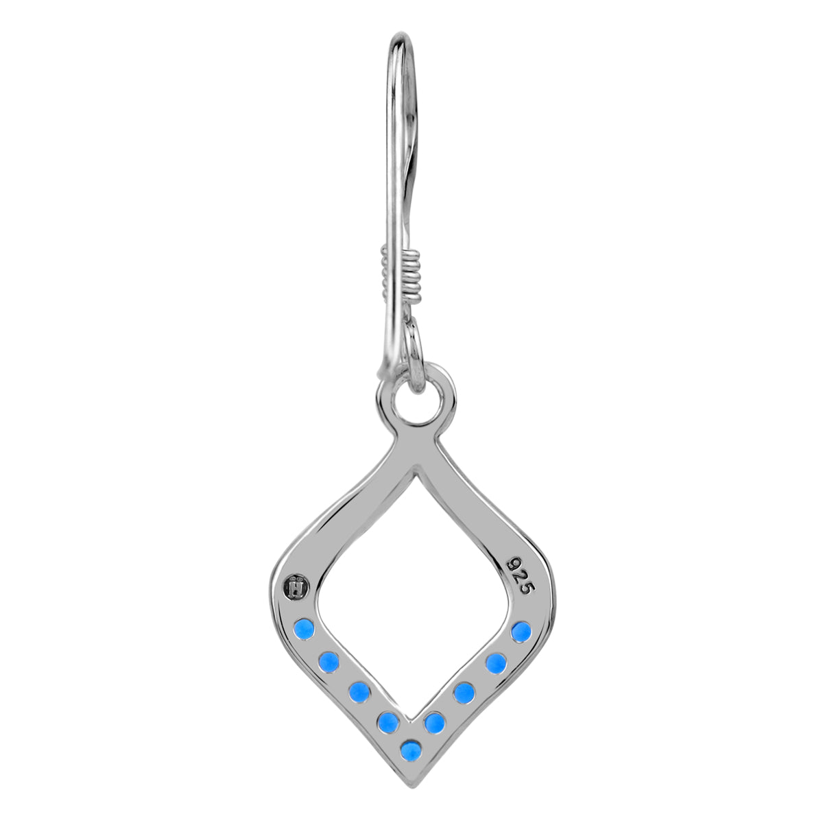 Created Blue Sapphire 925 Sterling Silver Minimalist Trendy Chic Drop Dangle Hook Earrings silvershake