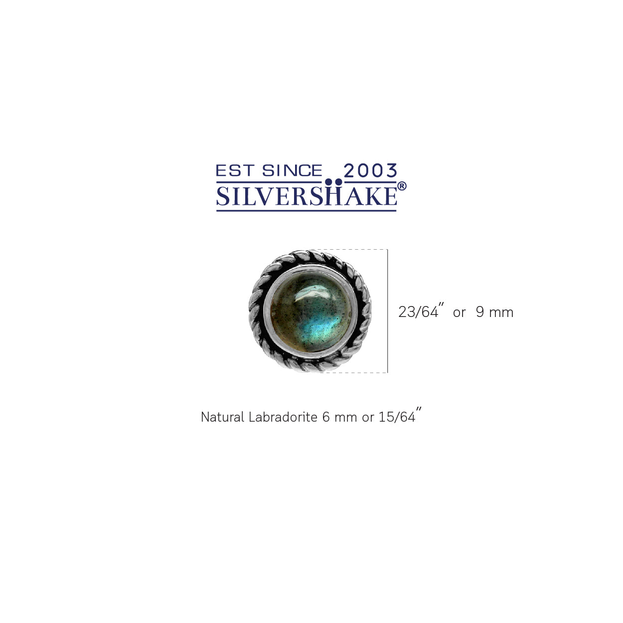 6mm Round Shape Labradorite 925 Sterling Silver Rope Stud Earrings - Silvershake-store