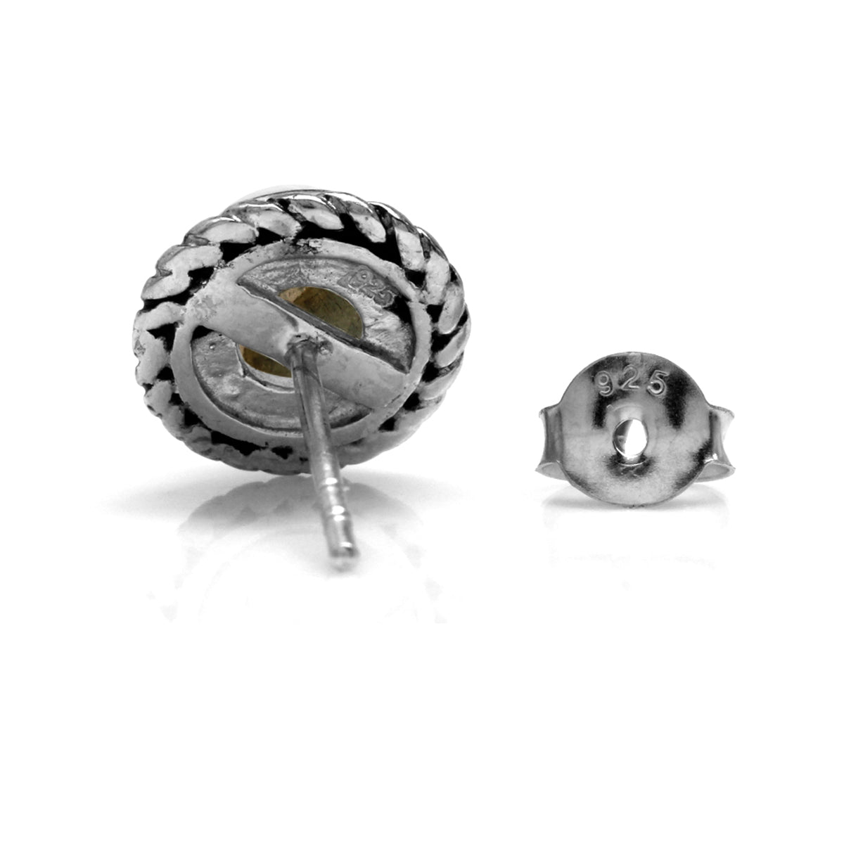 6mm Round Shape Labradorite 925 Sterling Silver Rope Stud Earrings - Silvershake-store
