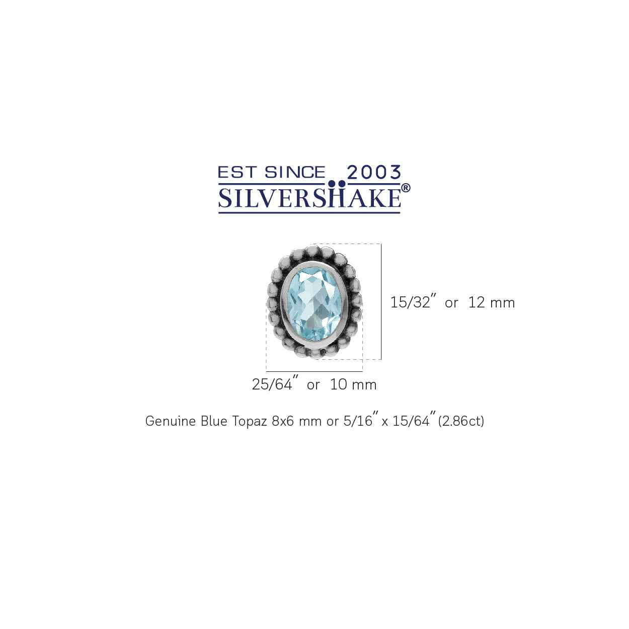 2.86ct. 8X6mm Genuine Oval Shape Blue Topaz 925 Sterling Silver Balinese Style Post Earrings