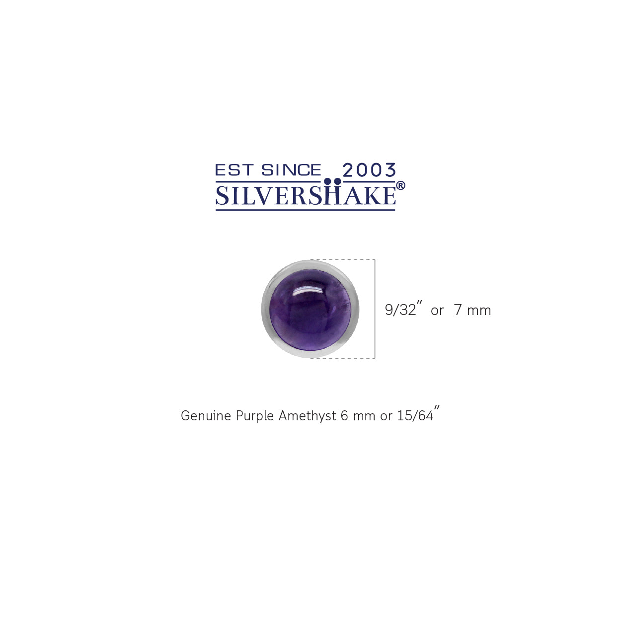 6mm Cabochon Amethyst White Gold Plated 925 Sterling Silver Stud Post Earrings - Silvershake-store